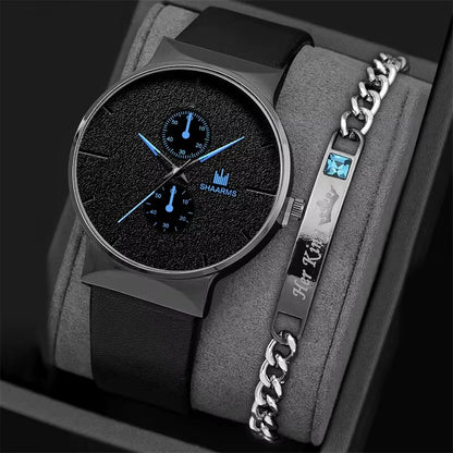 2Pcs Set Fashion Mens Sports Watches Man Business Quartz Wristwatch Luxury Men Casual Clock Watch Relogio Masculino