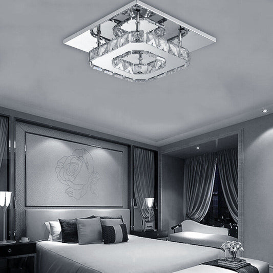 Crystal Ceiling Light LED Lamp Light Room Chandelier Living Pendant LED Square