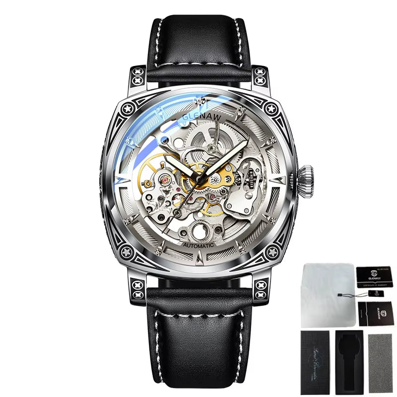 Authentic Brand Carved Watches Fully Automatic Men Watches Hollowed Fashion Mechanical Watches Luxury MAN WATCH Reloj Hombre